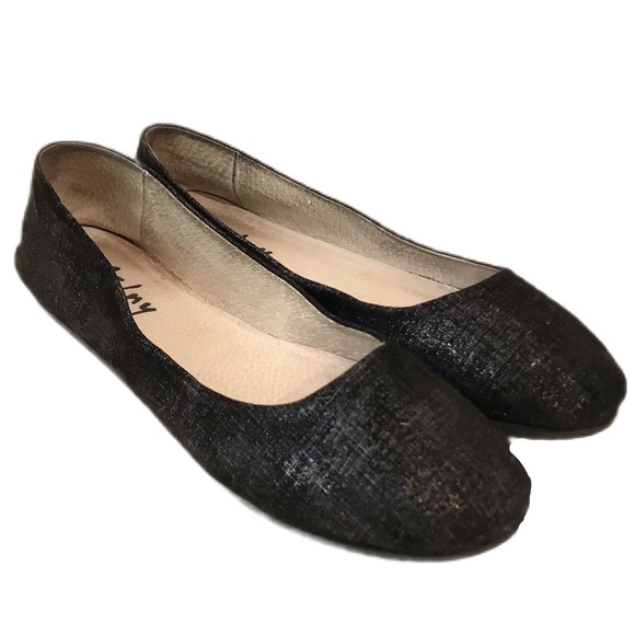 French Sole NY Sloop Black Metallic Leather Ballet Flat Women’s 8 Round Toe - Picture 11 of 12